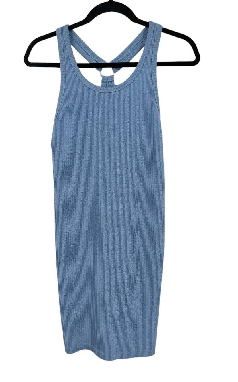 Elodie dress halter back sleeveless blue Large L
